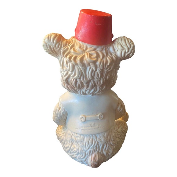 Rubber Squeak Toy Bear Edward Mobley Co Hat Tie Vest Works Vintage READ - Picture 2 of 11